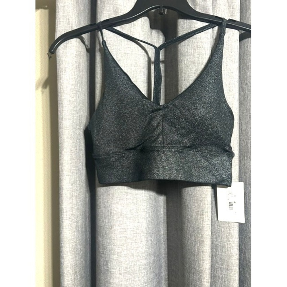 Women M Athletic Sports Bra Black Racerback Daily Trainer Performance Breathable
